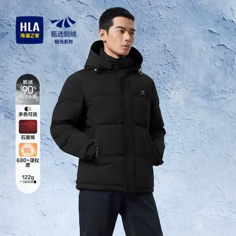 HLA/海澜之家极光鹅绒羽绒服男抗静电可拆卸帽外套男商品大图