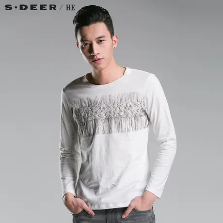【会员日】sdeerhe圣迪奥纯棉立体感印花长袖T恤H14170283图片