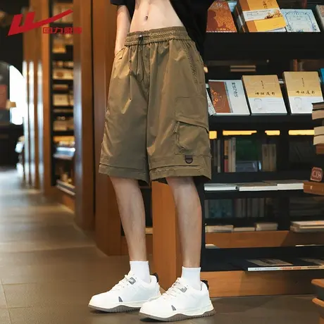 回力冰丝短裤男夏季薄款凉感五分休闲裤子青少年宽松直筒工装中裤图片
