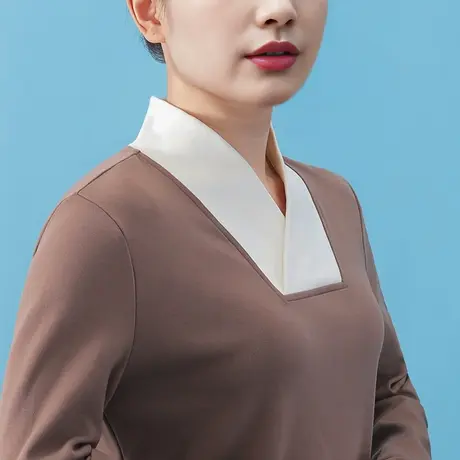 汉元素国风交领上衣单件V领长袖汉服内搭通勤风图片