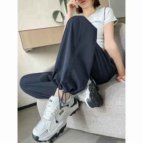 时尚气质休闲裤2025年夏季新款女宽松显瘦运动风束脚宽松长裤商品大图