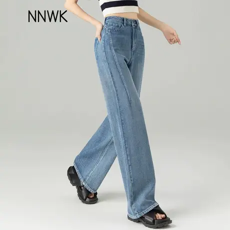 清仓浅蓝色高腰阔腿牛仔裤女2025新款春秋显瘦直筒裤小个子拖地裤商品大图