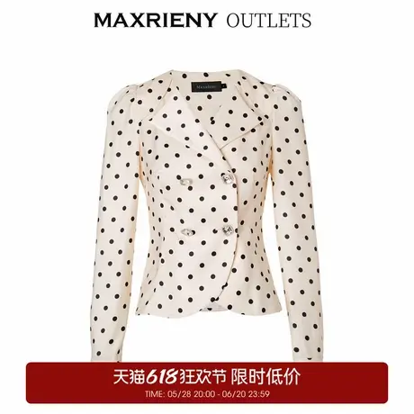 【奥莱】MAXRIENY复古波点泡泡袖打底上衣女春季衬衫商品大图