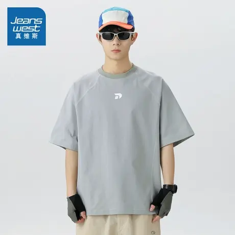 D4真维斯夏季2025新款爆款黑色潮流美式短袖T恤夏季炸街速干衣服商品大图