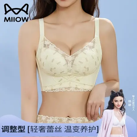 猫人调整型内衣女小胸聚拢显大收副乳防下垂无钢圈蕾丝美背文胸罩商品大图