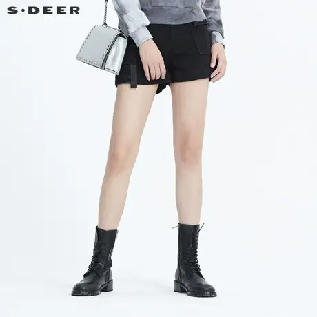 sdeer圣迪奥字母破洞飘带牛仔短裤高腰牛仔裤女秋外穿S20480911图片