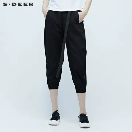 sdeer 圣迪奥 女装运动休闲松紧飘带长裤S20280827图片