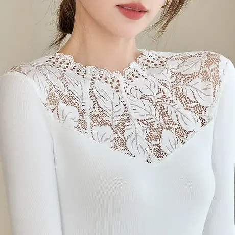 五公主半高领蕾丝打底衫秋冬新款妈妈洋气小衫时尚气质内搭上衣厚图片