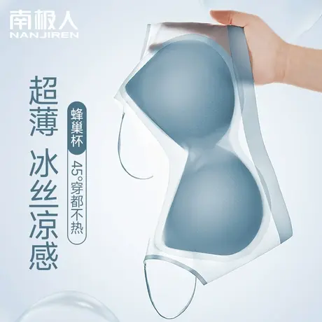 凉感内衣女无痕乳胶美背小胸聚拢显大无钢圈收副乳夏季超薄款文胸图片