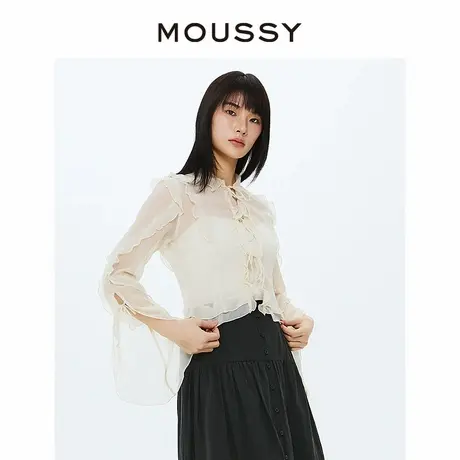 MOUSSY夏季新品法式优雅浪漫雪纺花边长袖衬衫010HS730-0300商品大图