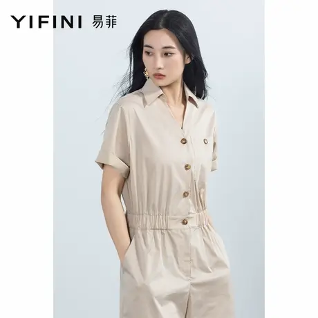 Yifini/易菲时尚宽松短袖薄款连体短裤女夏季新款衬衫连体衣商品大图