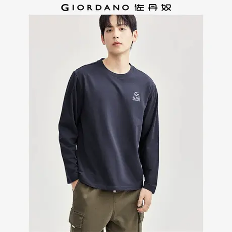 佐丹奴外套男装纯棉品牌刺绣卫衣布针织圆领长袖T恤 01024783图片