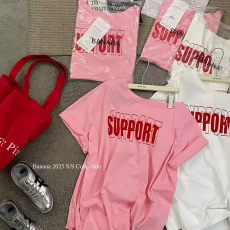 夏季新款韩版时尚简约字母印花斜肩短袖T恤女一字肩宽松中长款ins图片