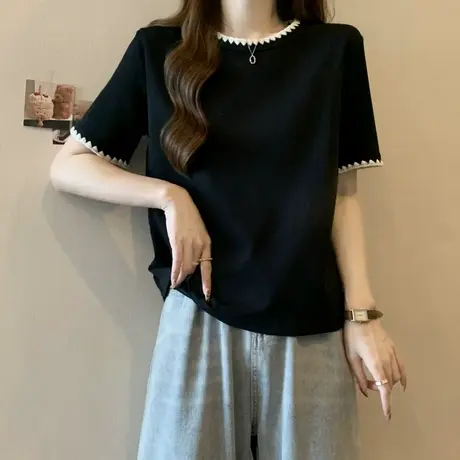 小众别致设计感短袖T恤女夏季百搭韩版宽松显瘦学生纯棉上衣ins潮商品大图