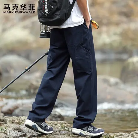马克华菲纯棉工装休闲裤男士2025新款夏季宽松直筒运动长裤子薄X商品大图