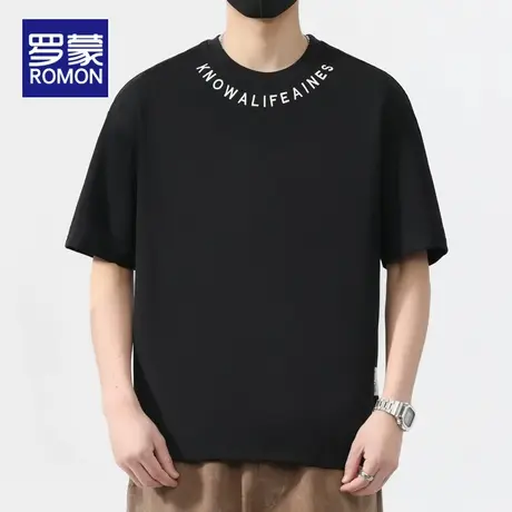 罗蒙短袖T恤男士夏季薄款2025新款男生潮流百搭体恤半袖宽松上衣商品大图
