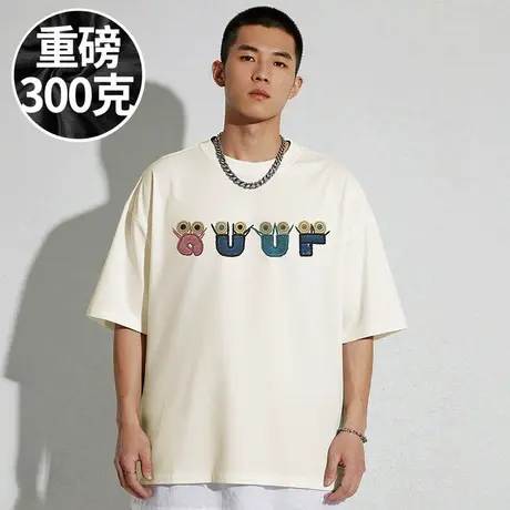 【刺绣短袖】300斤大码男装美式潮牌宽松胖子加肥加大半袖短袖T恤图片