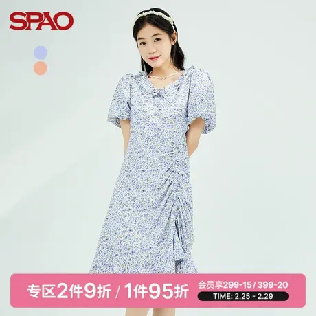 SPAO女士连衣裙春季新款小碎花褶皱田园风连衣裙SPOWC37S50商品大图