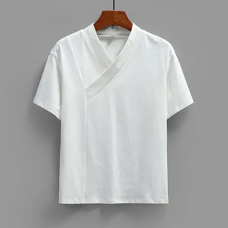 汉服内搭t恤女夏季中式古装Y领短袖中衣交领改良纯色打底衫图片