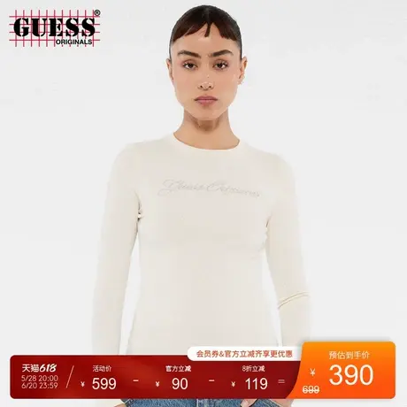 GUESSOriginals25年新款春季女士纯色针织长袖T恤-W5RP40KA0H1图片