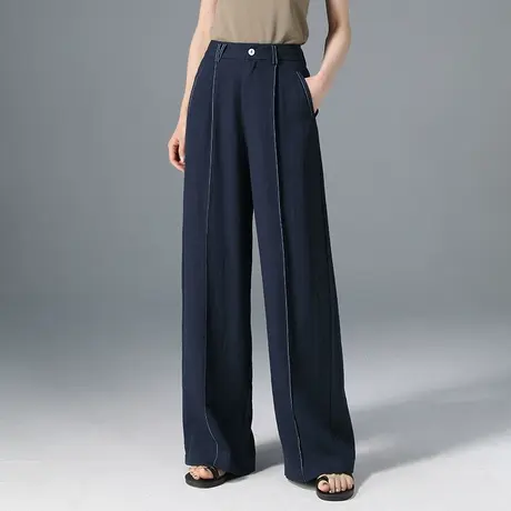 天丝亚麻凉感阔腿裤女夏季薄款2025新款宽松显瘦休闲拖地直筒裤子商品大图