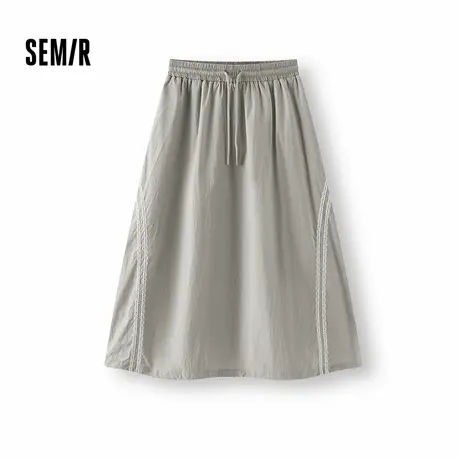 [商场同款]森马半身裙女甜酷蕾丝抽绳伞裙2025新款秋个性肌理长裙图片