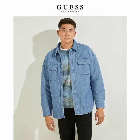 GUESS男士时尚经典百搭纯色翻领牛仔外套-ML4D6289商品大图