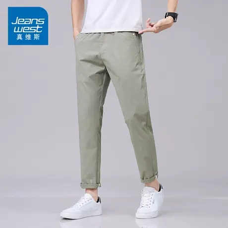 KZH真维斯夏季薄款九分冰丝休闲裤男士速干修身小脚商务西裤男裤图片