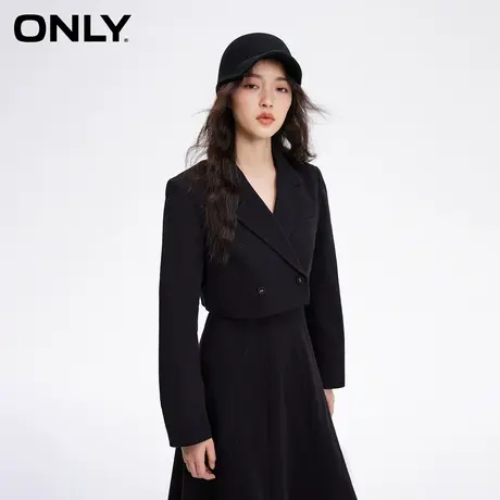 ONLY奥莱夏季时尚简约翻领直筒短款西装外套女图片