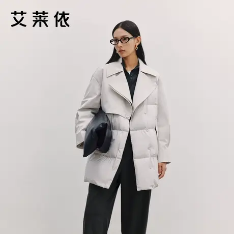艾莱依致感系列风衣羽绒服女新款摩登时尚保暖通勤鹅绒外套中长款商品大图