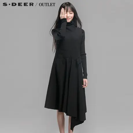 s.deer【聚】圣迪奥设计感几何拼贴装饰连衣裙S14481272图片