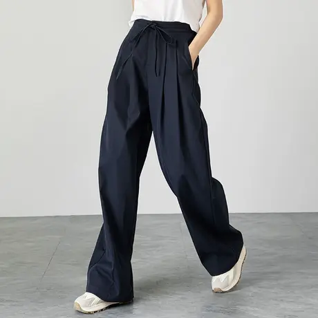 高腰阔腿裤女2025新款春夏藏蓝色裤子垂感宽松休闲裤拖地裤直筒裤商品大图