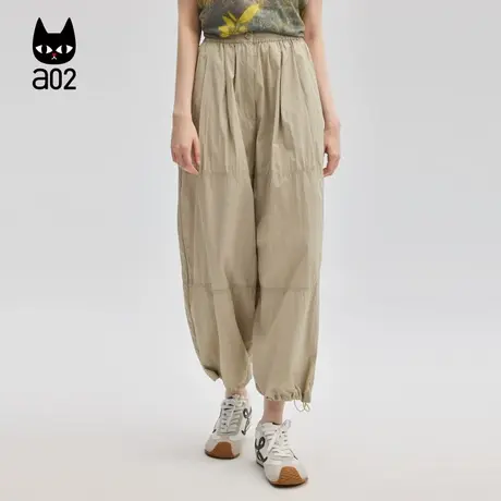 a02宽松气球裤宽松长裤阔腿裤子女2025新款夏裤脚可调节慵懒风商品大图