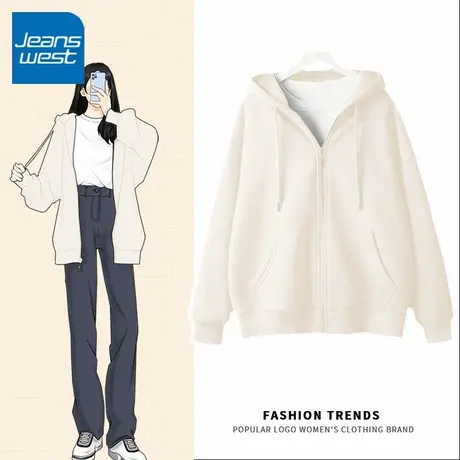 KV真维斯卫衣女2025新款春秋季宽松bf风连帽套头学生休闲百搭上衣商品大图