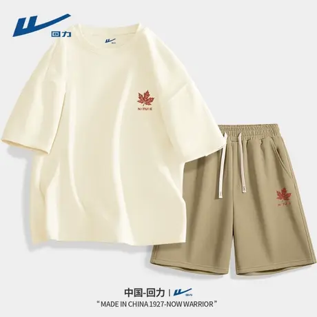 回力男士套装夏宽松透气短袖短裤一套搭配帅气男生2025新款男装D图片