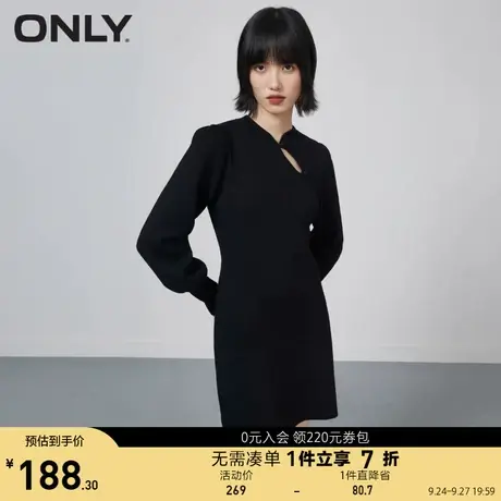 ONLY奥莱夏季时尚潮流收腰显瘦中国风长袖针织连衣裙女图片