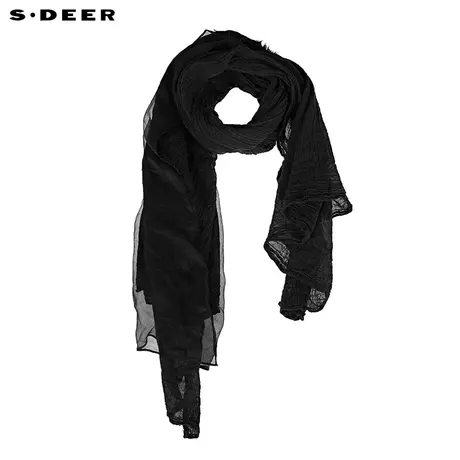 sdeer圣迪奥休闲肌理褶皱羊毛围巾S20383769图片