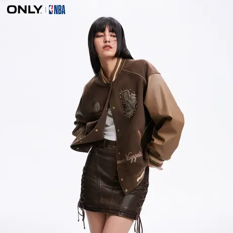 ONLY奥莱夏季NBA联名百搭字母短款棒球服外套女图片
