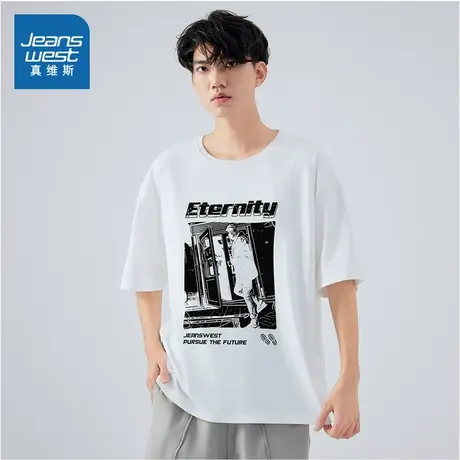 E8真维斯男装2025夏季新款 美式潮流百搭时尚宽松短袖T恤上衣商品大图