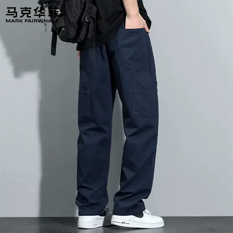 马克华菲美式纯棉工装裤子男款直筒2025新款夏季休闲阔腿长裤男X商品大图
