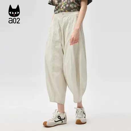 a02宽松九分裤休闲裤女2025新款夏季慵懒风薄款夏装白色裤子商品大图