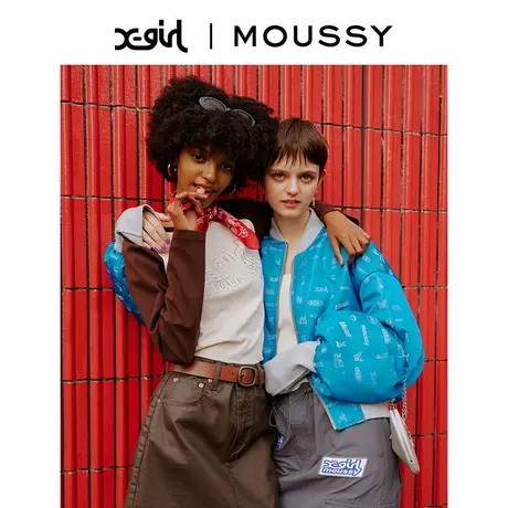X-girl系列 MOUSSY 甜辣烫钻LOGO插肩袖圆领T恤女010GAQ01-5270图片