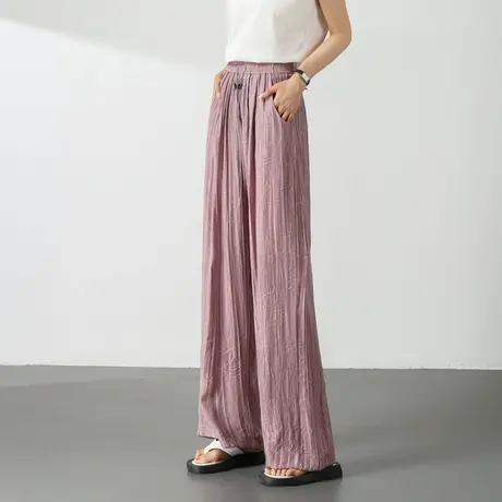 时尚气质休闲裤2024年夏季新款女高腰显瘦百搭显瘦直筒通勤长裤商品大图