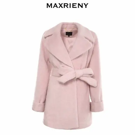 【奥莱】MAXRIENY翻领大衣女冬季复古仿毛呢外套宽松图片