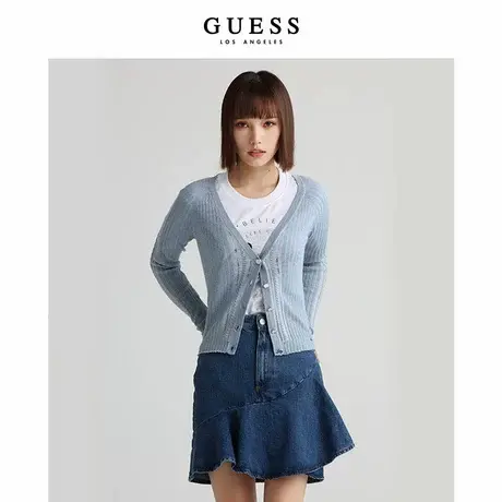 GUESS2022新款早秋女士V领舒适针织开衫-W1YR0SZ2IF0图片