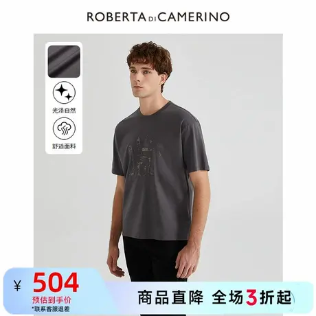 [时尚印花]ROBERTA诺贝达男装男士短袖T恤25夏季新款休闲圆领T恤图片