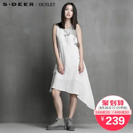 sdeer圣迪奥夏零散艺文泼墨斜摆连衣裙S15261213图片