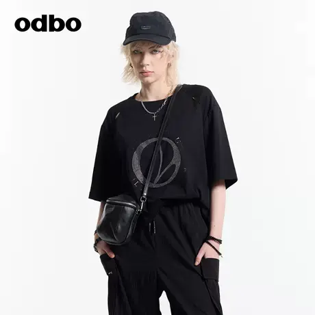odbo/欧迪比欧设计师品牌2025春夏新款上衣圆领短袖T恤休闲针织衫图片