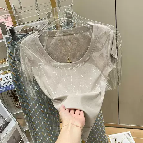 半袖体恤纯欲甜辣妹露锁骨上衣正肩短袖t恤女2022年新款夏季图片