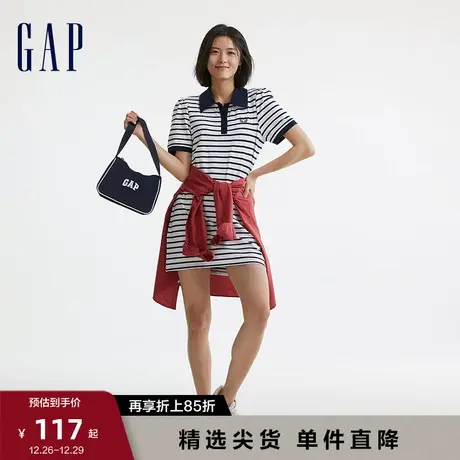 Gap女装夏季新款LOGO修身POLO领运动短袖学院风休闲连衣裙663383图片